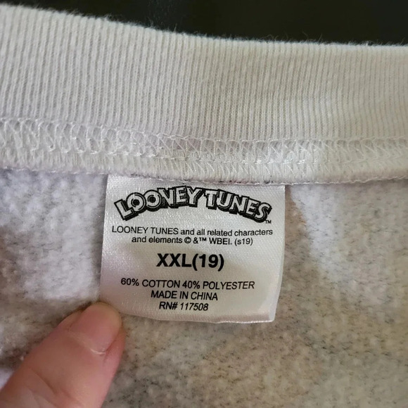 Vintage Looney Toons Sweatshirt Women's XXL 19 White Bugs Tweety Daffy 90's - Picture 6 of 7